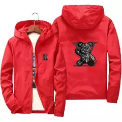 Jaqueta esportiva com capuz de montanhismo masculina, jaqueta estampada casual elegante, marca de luxo, top de alta qualidade, nova, 2024