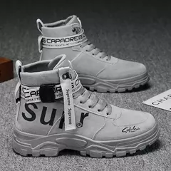 Botas masculinas 2024 novo outono dedo do pé redondo alta bunda plataforma de fundo grosso botas na moda grande 46 rendas até aumento de altura botas ao ar livre - comprar online