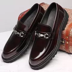Sapato masculino vestido de fivela de rua, mocassins de couro genuíno, sapatos casuais luxuosos, sapato elegante bom ponto afiado, alta qualidade - Wolf Magazine