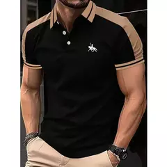 Camisa polo com impressão digital 3D masculina, manga curta, tops de lapela esportiva, cor do feitiço, roupas da moda verão - comprar online