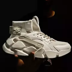 Primavera nova alta-top tênis respirável masculino grosso altura crescente sapatos plus size zapatillas amortecimento tênis meia sapatos