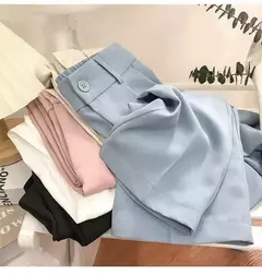 Calça feminina elástica de cintura alta, calça feminina do escritório, casual solta streetwear, reta, preta, nove pontos, moda, outono, primavera na internet