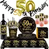 Artigos para Festa de Aniversário para Homens e Mulheres, Preto e Dourado, 50 Anos, Pratos De Papel, Copos, Guardanapo, Toalha De Mesa, Louça Decoração