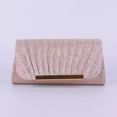Clássico Embreagem Plissada Com Borda De Metal Dourado, Nova Jóias De Moda, Saco De Jantar Especial Do Partido na internet