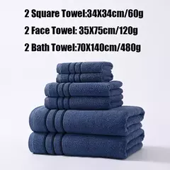 Imagem do Algodão Bathroom Towels Set, Super Absorvente, 2 Hand Towels, 2 Face Towel, Hotel White Towel, 34x34, 35x75, 70x140, 6 Pcs