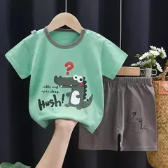 Conjunto de 2 peças e shorts para crianças, pijama de algodão com desenhos animados, zebra, impressão de dinossauro, roupas novas de noite para 1 a 6 anos - Wolf Magazine