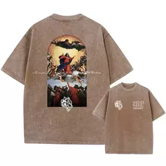 Lobos escuros Vintage lavados camisetas para homens, musculação em ginástica, roupas masculinas extragrandes, fitness no verão, treino na internet