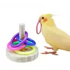 Anel de papagaio interativo de madeira brinquedo exercício educacional estimulando diversão playtime para papagaio periquito brinquedos de pássaros cor aleatória