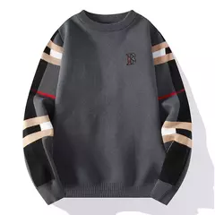 Pulôver quadriculado casual clássico masculino, suéter macio e quente, marca de negócios, moda de luxo, outono, inverno, novo, 2022