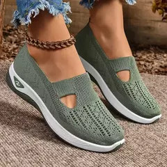 Sapatos mistos de tricô elástico para mulheres, mocassins de plataforma respirável de malha externa, sapatilhas leves resistentes ao desgaste, verão - comprar online