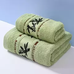 Conjunto de toalha de praia de banho verde bambu para adultos, rosto, mão, esporte, banheiro, 35cm x 75cm x 2pcs, 70cm x 140cm, 1 conjunto, conjunto de 3 - loja online