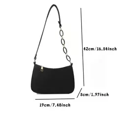 Bolsa luxuosa em forma de crescente para mulheres, pequena bolsa quadrada, sob a bolsa de ombro, design de feltro, moda casual na internet