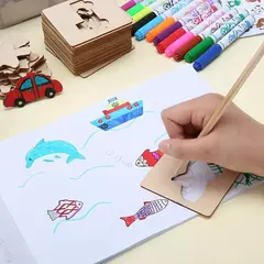 Estênceis de pintura de madeira para crianças, Brinquedos Montessori, Brinquedos de desenho, Aprendizagem Educacional, Presente Infantil, DIY, 20pcs - comprar online