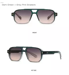 Imagem do SHAUNA-Retro Double Bridges Square Sunglasses para homens e mulheres, gradiente tons, designer de moda, rebites óculos de sol, UV400