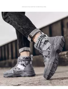 Botas de deserto masculinas de cano alto, botas casuais masculinas, sapatos de treino masculinos confortáveis, tendência estilo britânico, moda ao ar livre, 2024 - loja online