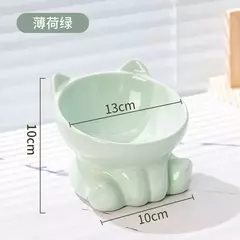 Imagem do Tigela para gatos, acessórios para animais de estimação, cerâmica, diagonal, pés altos, proteção fofa, coluna cervical, tigela para cachorro, bebida, água, suprimentos para animais de estimação