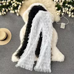 SINGREINY-Calças femininas de malha longa, calças vintage flare pura, em camadas, cintura alta, moda americana, streetwear, Y2K, 2024 - comprar online