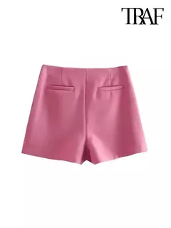 TRAF-Saias curtas femininas de zíper lateral de cintura alta, estilo pareo vintage, moda feminina - Wolf Magazine