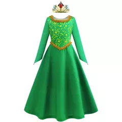 Fiona vestido de halloween shrek cosplay fantasia vestir-se verde princesa traje crianças elegante vestido crianças manga longa impressão vestidos
