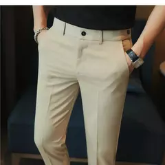 Calça casual slim-fit masculina, fato formal, monocromático, cintura ajustável, festa social, moda empresarial, novo, outono, 2022, 38-28 na internet