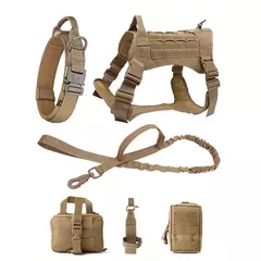 Coleira grande para cães, conjunto militar de arnês e coleira para treinamento de animais de estimação, arnês tático de pastor alemão para cães de todos os tamanhos - loja online
