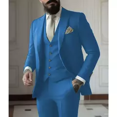 Imagem do Fatos de negócios verdes claros para homens, vestido de casamento masculino, jaqueta, colete, calças, blazers, casaco, 3 peças