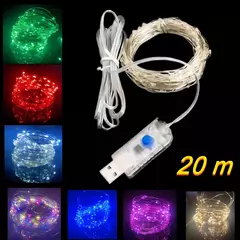 Led silver Wire Fairy Lights USB Powered LED String Lights Garland à prova d'água ao ar livre para Natal Party Wedding DIY Decoração