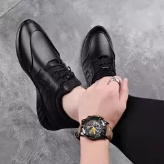 Sapatos esportivos casuais de verão respiráveis plus size sapatos masculinos de couro 6cm salto interno invisível aumentar sapatos 8cm - loja online