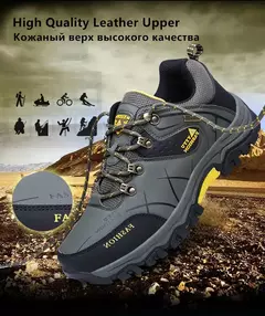 Ténis de couro respirável masculino, sapatos casuais, sapatos de caminhada confortáveis, antiderrapantes, exterior, caminhada, moda, novo - loja online