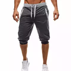 Shorts de praia de algodão preto masculino, bermudas de suor casual masculino, roupas clássicas, moda verão, novo 2023