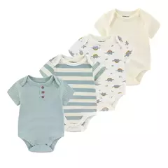 Macacão de algodão estampado para recém-nascidos, macacão manga curta, roupas de bebê menino e menina, 0-12m, 4 peças, verão - loja online