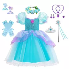 Menina sereia vestido para crianças festa de aniversário princesa cosplay traje ariel halloween fantasia roupas verão elegante vestido - comprar online