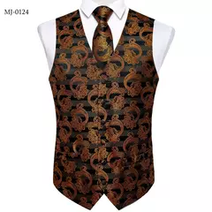 Festa de casamento ouro colete paisley floral jacquard colete masculino 4 pçs colete gravata lenço anel hanky abotoaduras conjunto dibangu - loja online