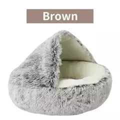 Almofada redonda para gatos, sacos de dormir semi fechados para animais de estimação, pelúcia longa e macia 2 em 1, camas quentes para gatos, conforto simples, ninho de dormir quente para cachorros - Wolf Magazine