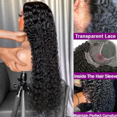 Onda de água cabelo humano perucas frontais do laço reay para usar sem cola 13x4 hd transparente kinky encaracolado perucas dianteiras do laço para mulher natural na internet