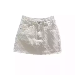 Mini vestido jeans de cintura alta feminino, estilo tweed, verão, novo visual, garota picante, anti-exposição, saia linha A, branco, 2024