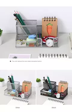 Suporte De Caneta De Metal Criativo, Organizador De Papelaria De Mesa, Suporte De Lápis, Rack De Armazenamento De Arquivo, Caixa De 3 Grelha, Acessórios De Escritório