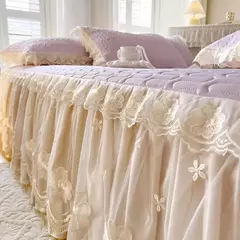 Colcha de verão chique látex na cama, saia de renda, tampa de cama dupla, colchão de dormir, lavável, macio com 2 fronhas - loja online