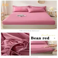 100% algodão cabido folha de cama com faixa elástica cor sólida anti-deslizamento ajustável colchão capa para cama única dupla rei rainha - comprar online