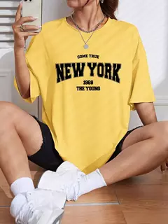 Imagem do The New York é jovens camisetas de algodão para mulheres, Streetwear criatividade diária extragrande, roupas individuais casuais, quando 1984