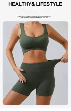 Malha roscada Yoga Set para Mulheres, U-Shaped, Sem Costura, Esportes, Fitness, Yoga Suit, Workout roupas