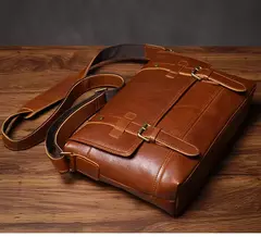 ROOG-Maleta de couro genuíno, bolsa mensageiro de luxo masculina, estilingue de ombro vintage, tiracolo para iPad 12.9 ", alta qualidade - comprar online