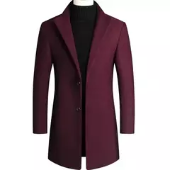 Casaco de lã dos homens outono inverno 2022 comprimento médio blusão engrossado gola masculina trench coat abrigo hombre - comprar online
