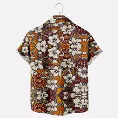 Moda masculina verão t-shirts havaiano impressão 3d aconchegante casual um botão camisas de manga curta praia camisas de grandes dimensões - comprar online