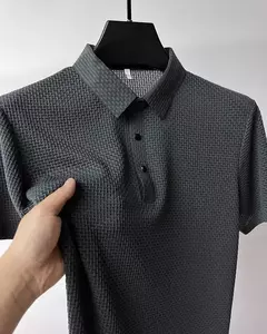 Camisa polo manga curta masculina, top respirável, solta, cor sólida, alta qualidade, moda casual, verão - comprar online