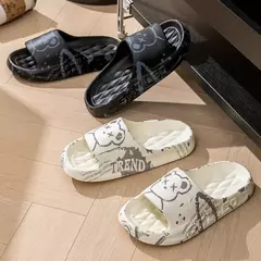 Urso de desenho animado para homens e mulheres, chinelos macios antiderrapantes, sandálias de conforto feminino, chinelos de casal, moda, verão - Wolf Magazine