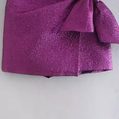 TRAF-Saias de Shorts Texturizados Femininos com Zíper Lateral Arco Amarrado, Cintura Alta, Vintage, Moda Feminina - loja online