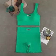 Conjunto de ioga feminino sem costura, roupas de treino fitness, sutiã esportivo, leggings de cintura alta, roupas sexy de ginástica em V profundo, roupas esportivas novas, 2024 - loja online