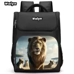 Mochila escolar com estampa de leão de desenho animado para primário de 1 a 4 anos, mochilas escolares grandes de anime para meninos e meninas, mochila infantil durável