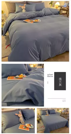 Lençóis de algodão lavados e capas de edredão, estilo japonês, peça dupla, conjunto de cama de quatro peças para estudante, três peças - Wolf Magazine